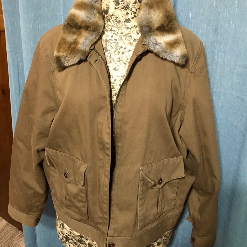 Liz Claiborne Jacket Faux Fur Detachable Collar